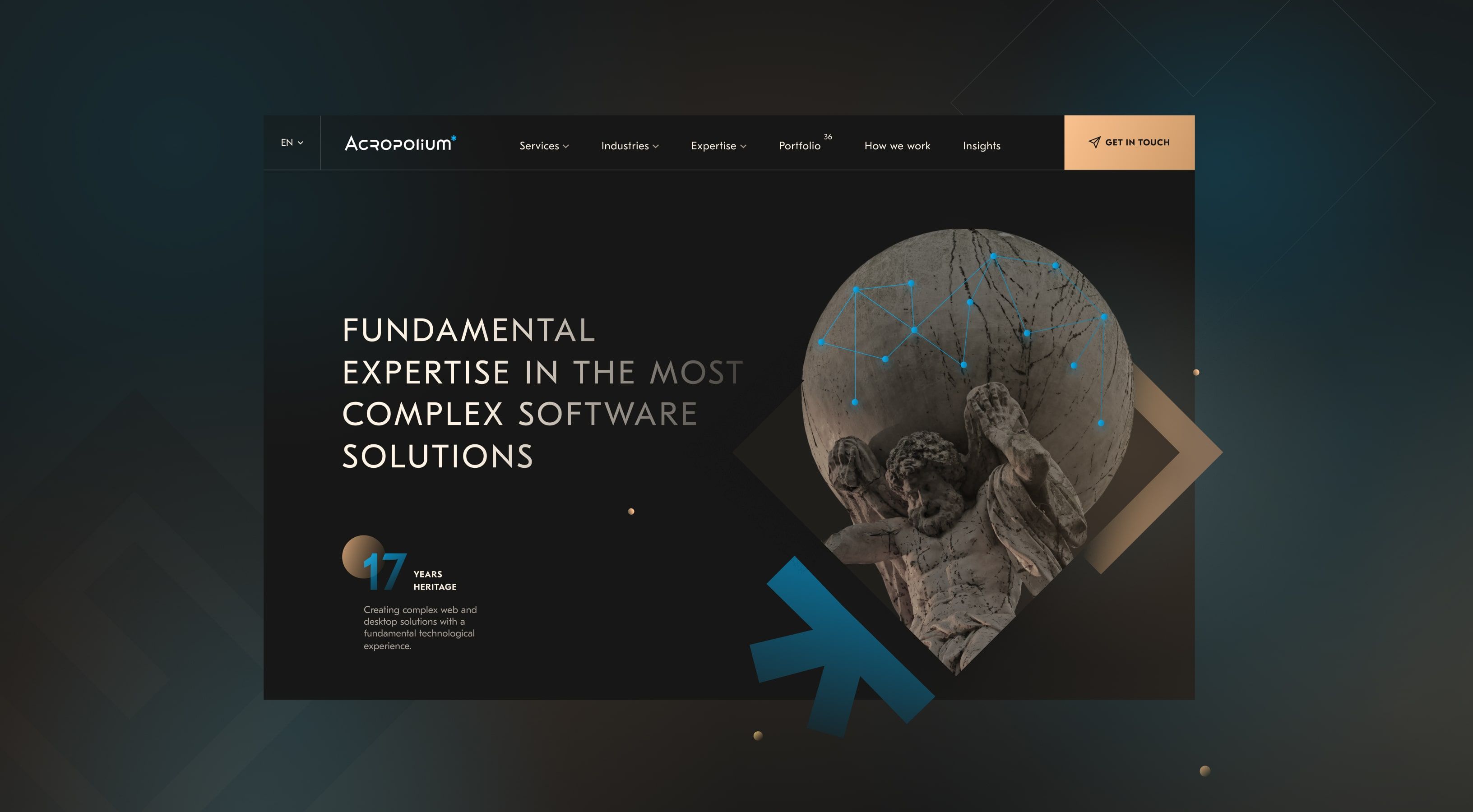 Acropolium website hero screen