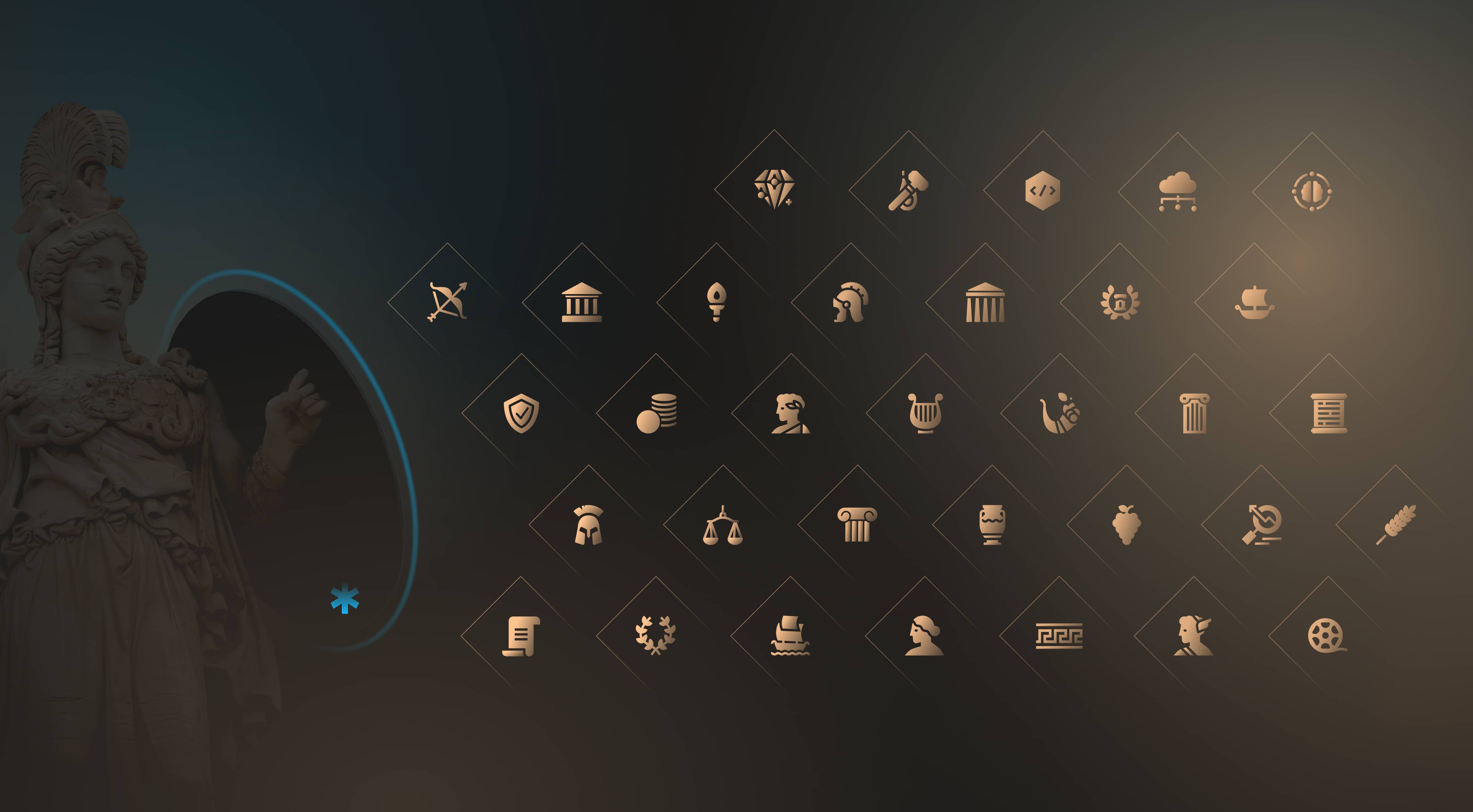 Acropolium visual identity custom icons
