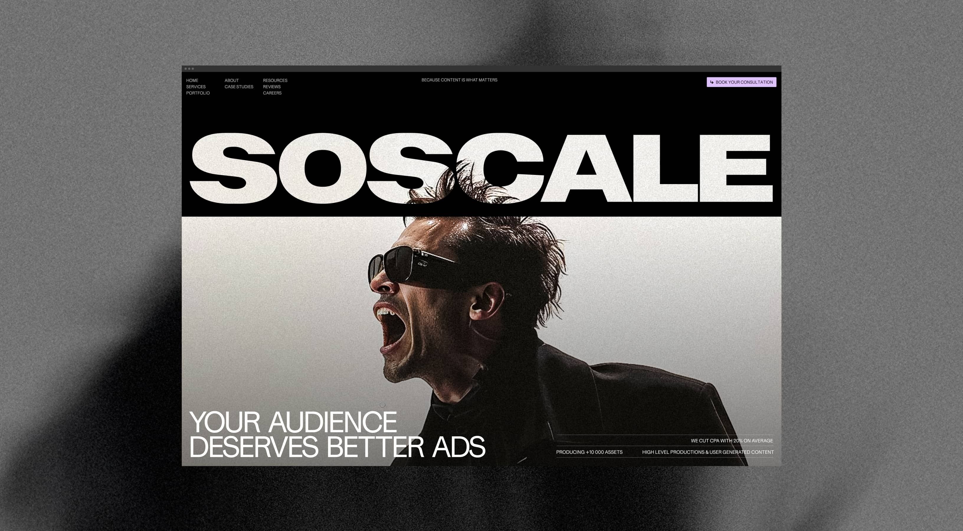 Soscale website hero section