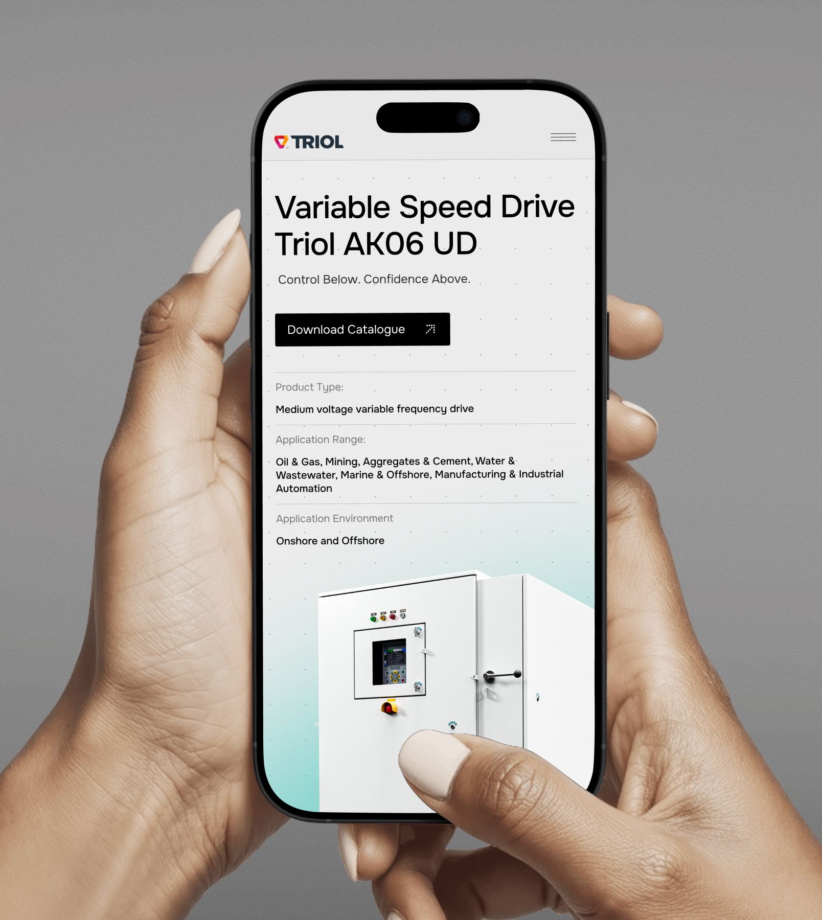 Triol website responsive phone mockup