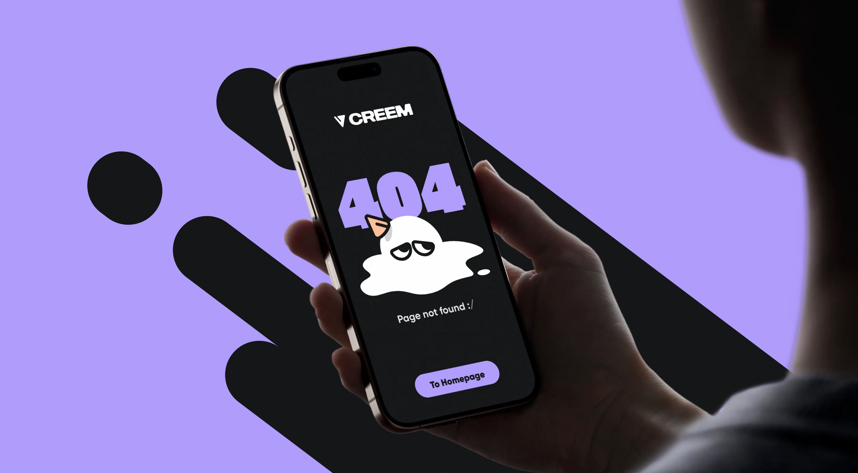 Creem 404 page phone mockup