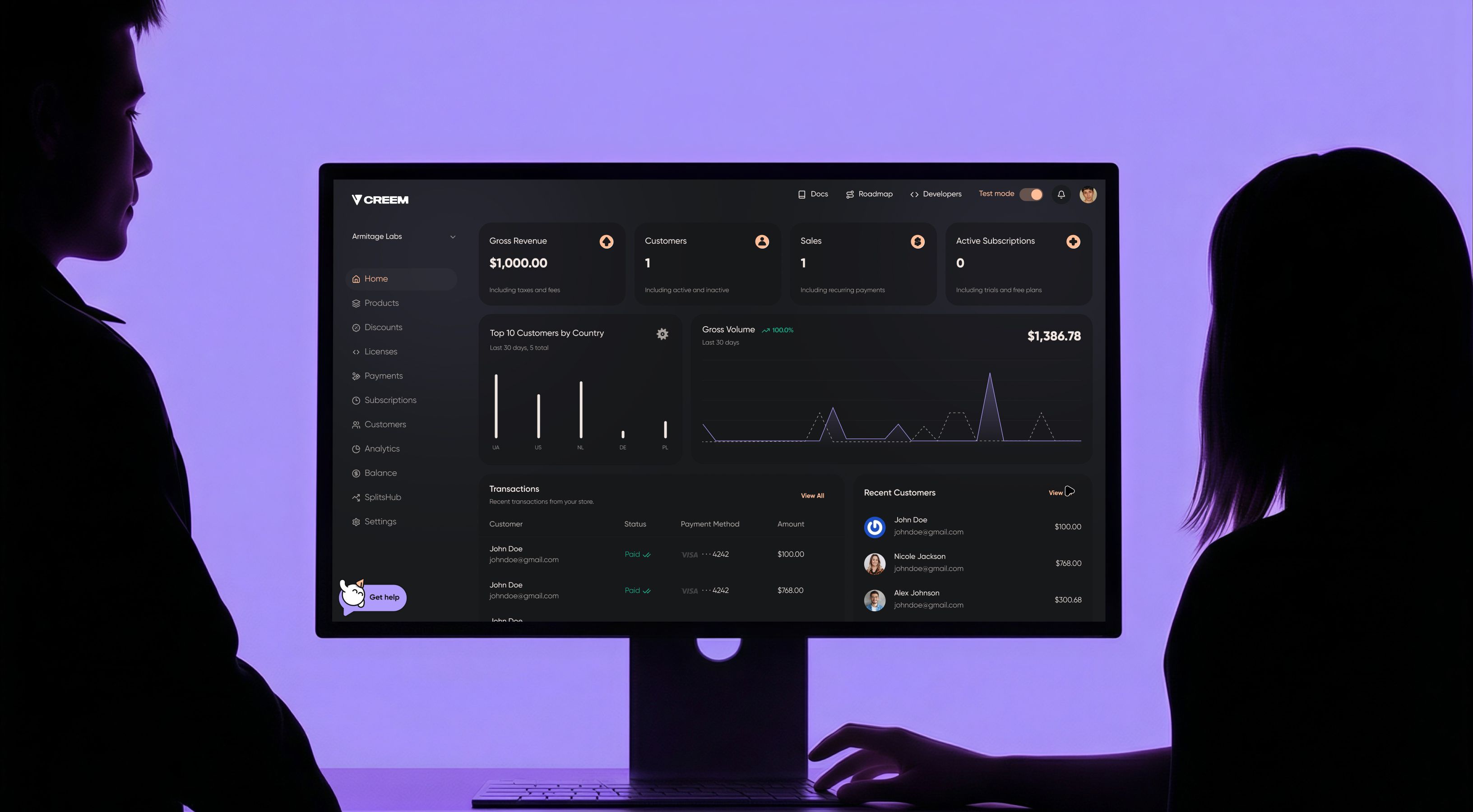 Creem dashboard