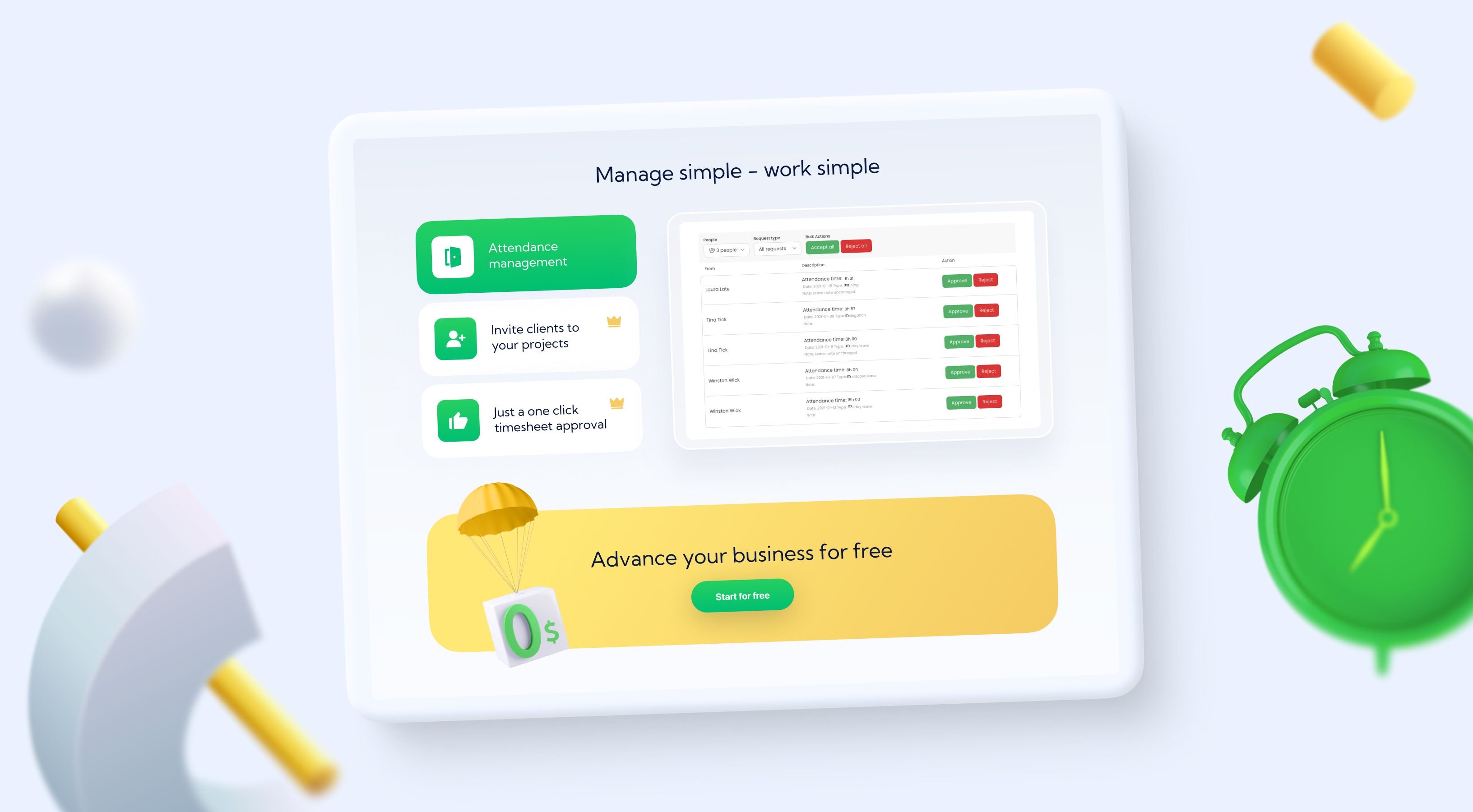 Time Camp website design 