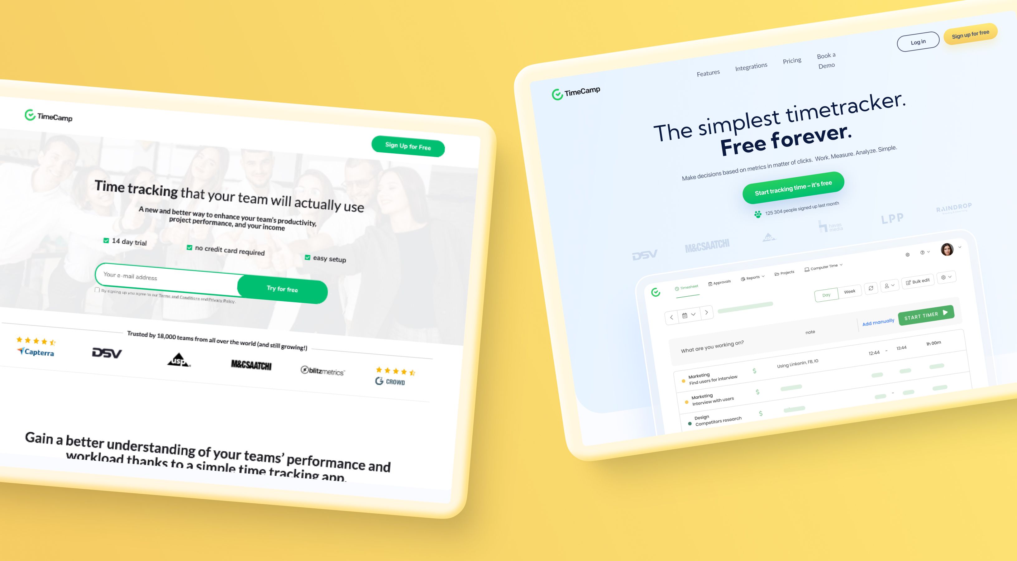 Time Camp website redesign 