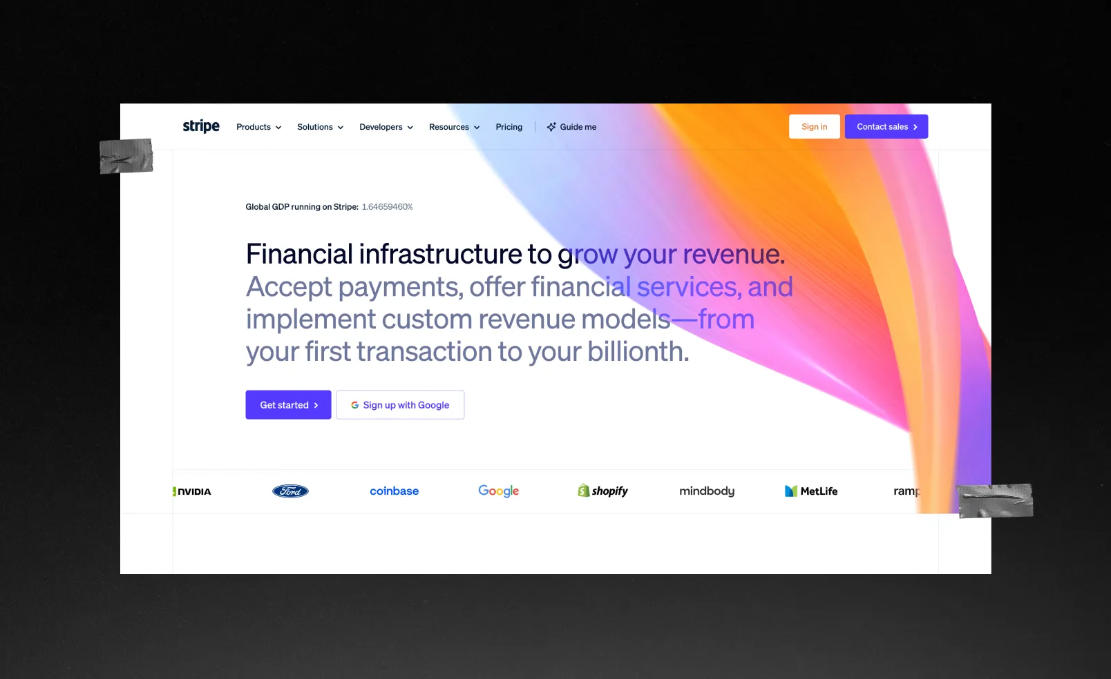 Stripe's website homepage