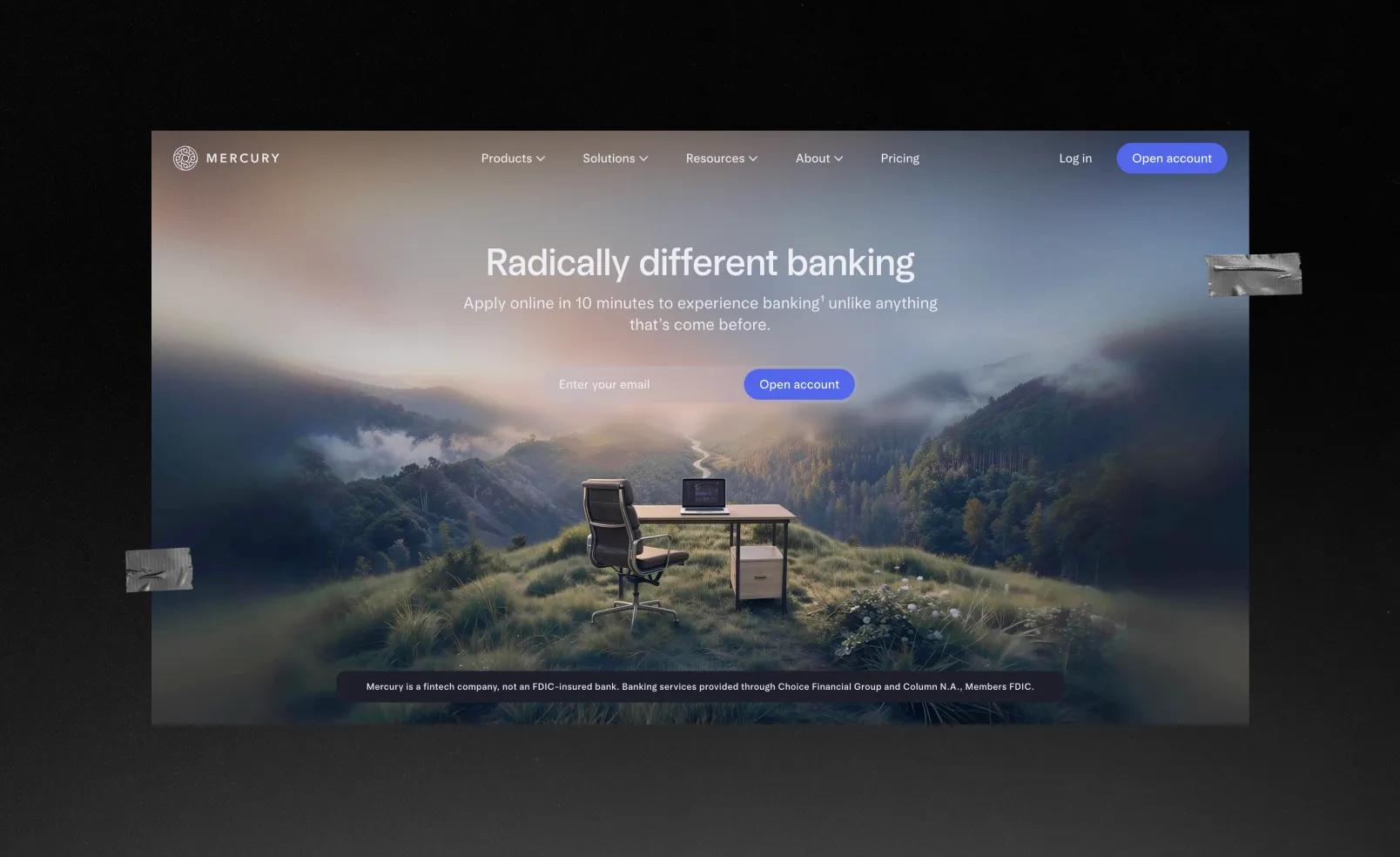 Screenshot of the Mercury website homepage