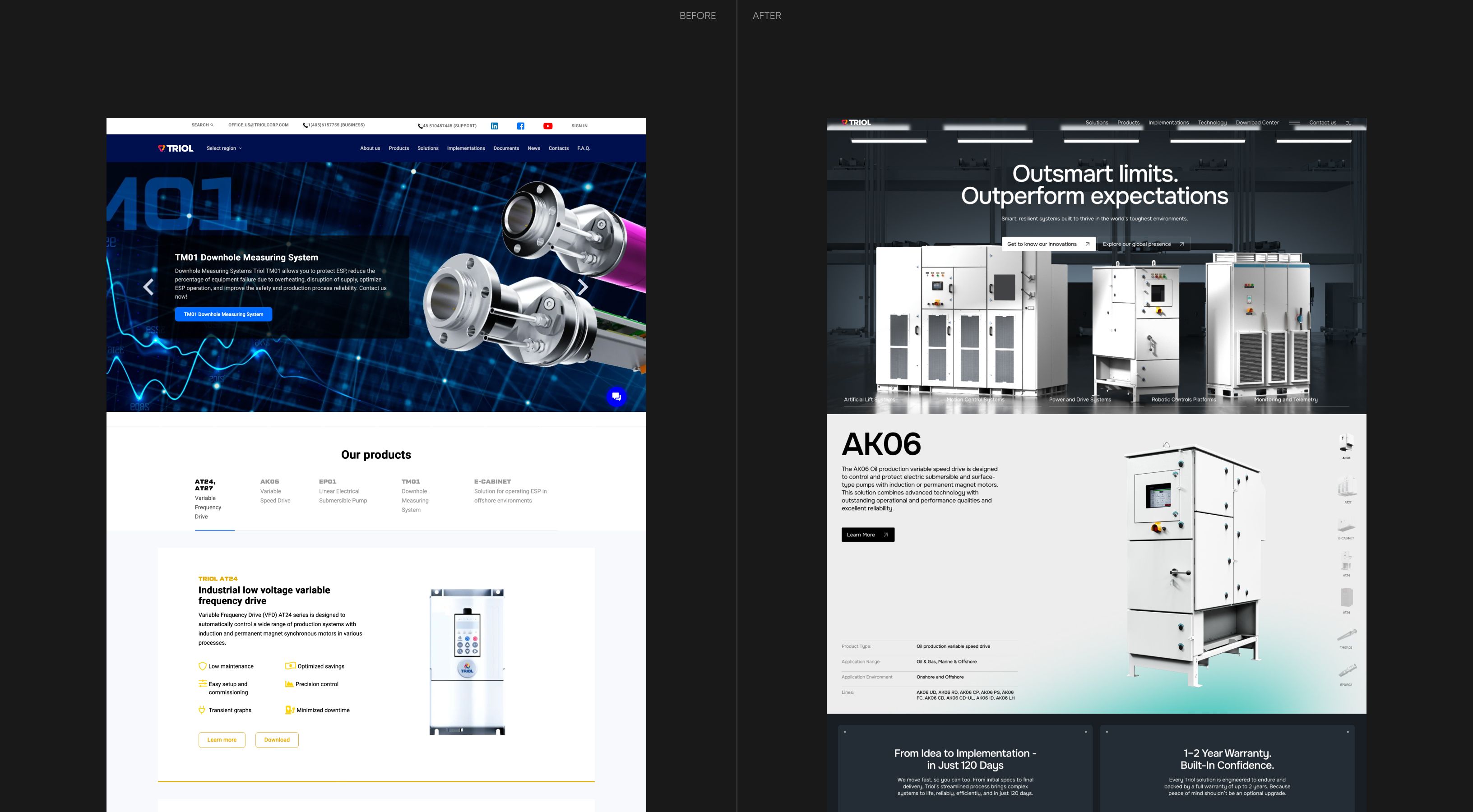 Triol website before after