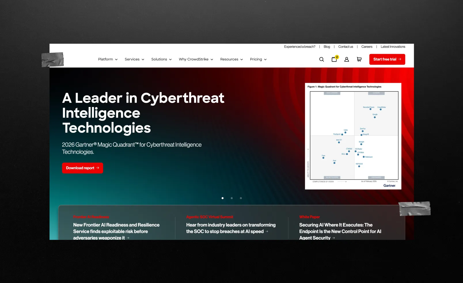 CrowdStrike website hero screen