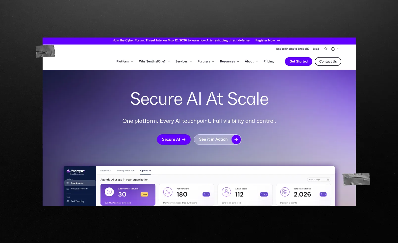 SentinelOne homepage screen