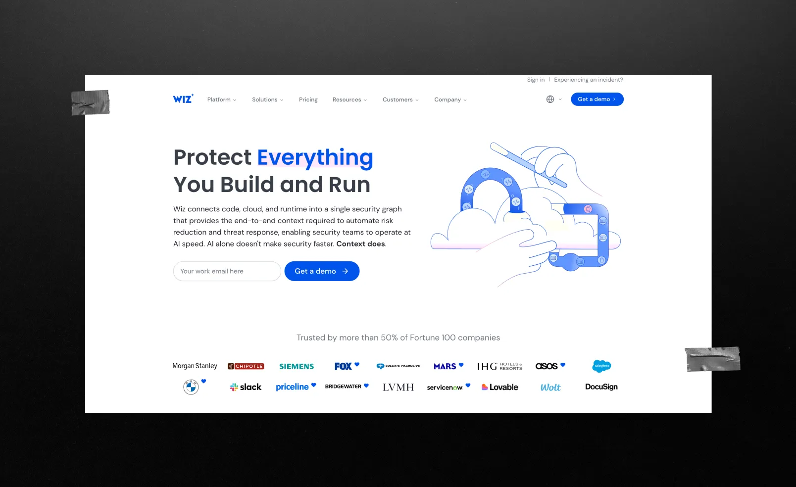 Wiz.io homepage screen