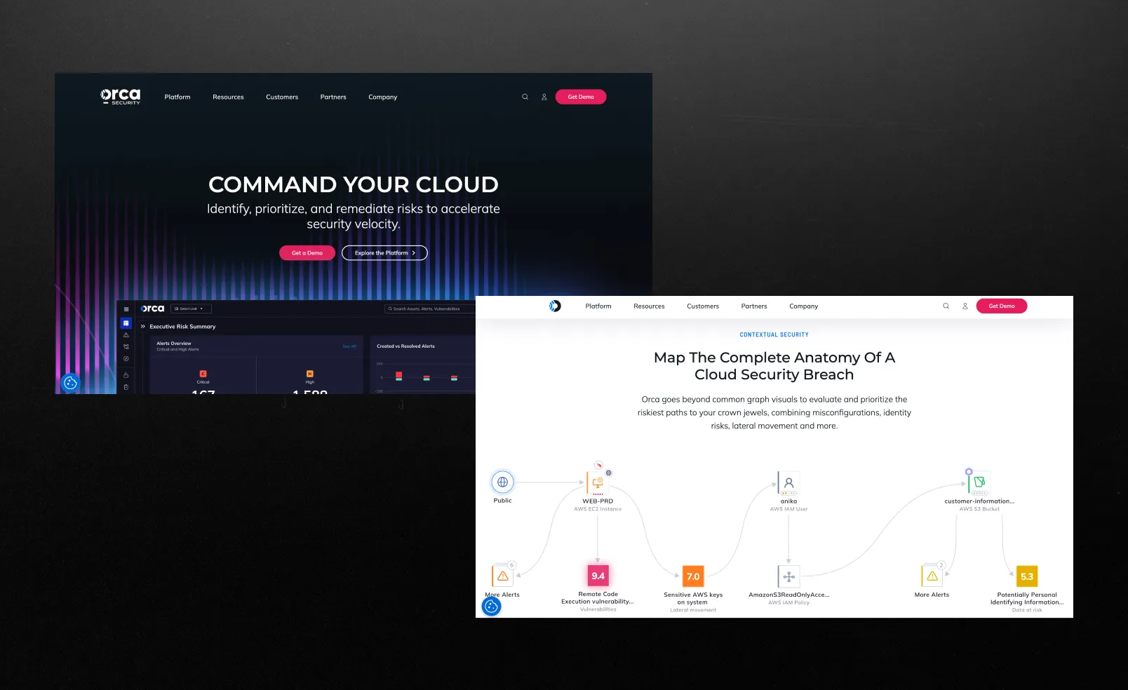 Orca security website homepage screen