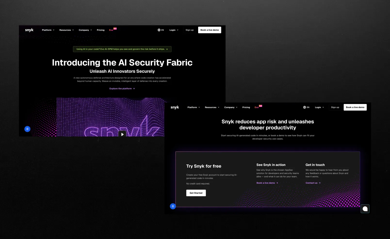 Snyk website homepage screen