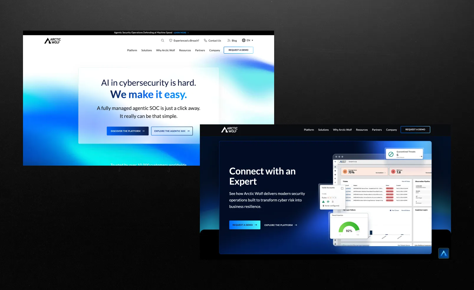 Artic Wolf website homapage screen