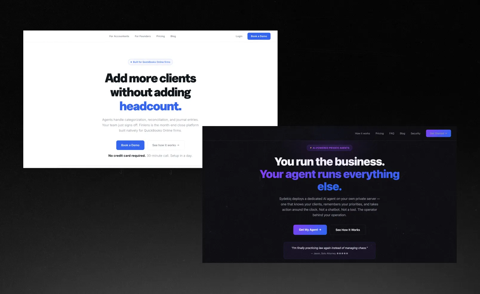 SaaS hero sections with similar typography and layouts
