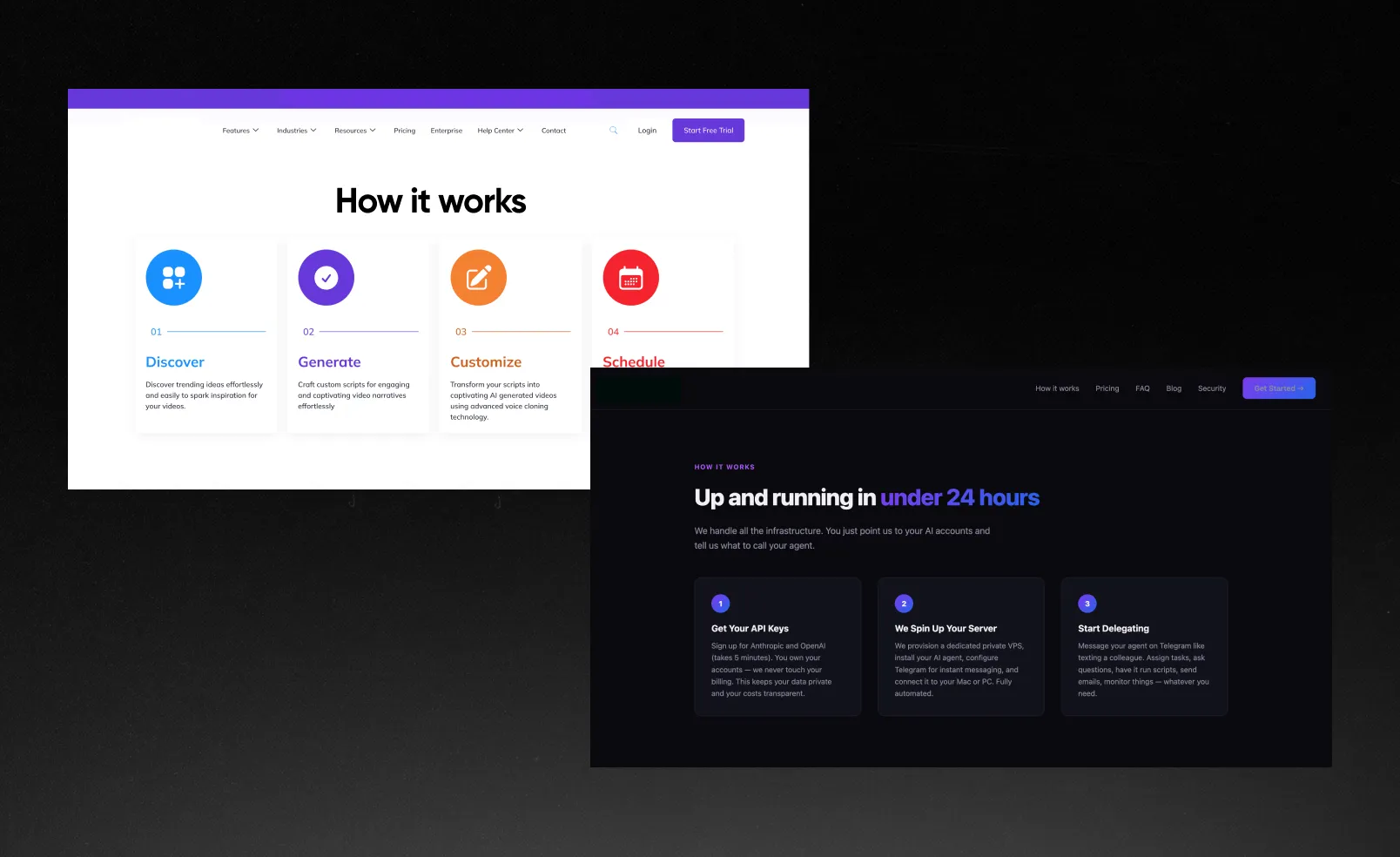 Repetitive template-style layouts across SaaS websites