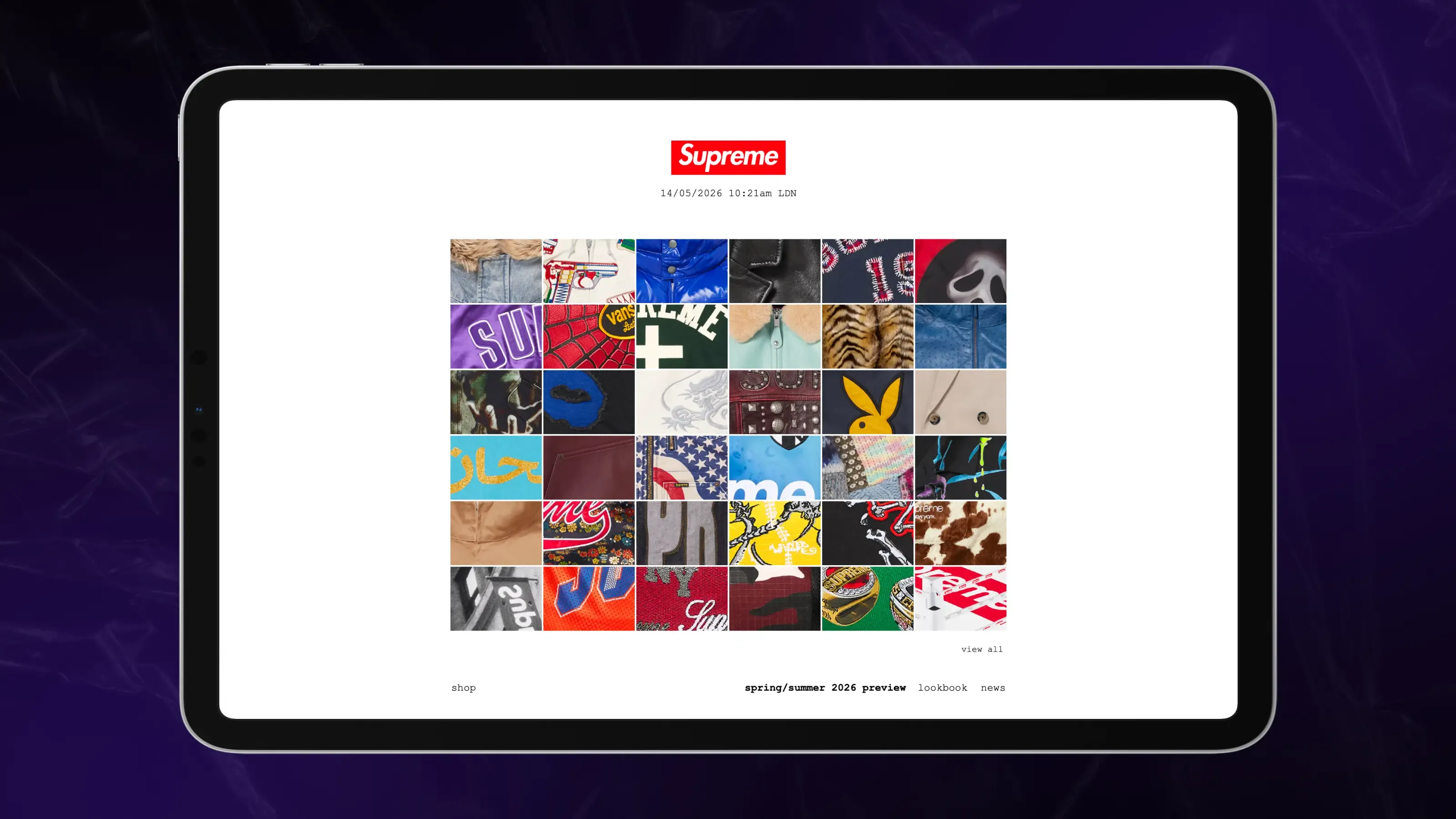 Supreme shop website screen